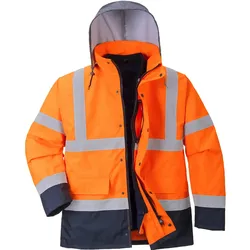 Warnschutz Regenjacke 4in1 "S471" Kontrast Traffic - M - orange/marine