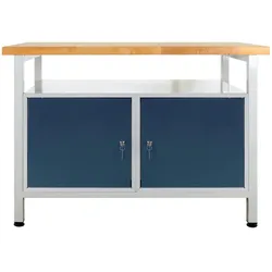PROREGAL Werkbank Rhino mit Ablagefläche + 2 Türen | HxBxT 84x120x60cm | Traglast 300kg | Lichtgrau/Anthrazitgrau