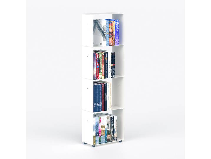 Bibliothèque blanche design 30 cm - métal - 4 niveaux - teebooks