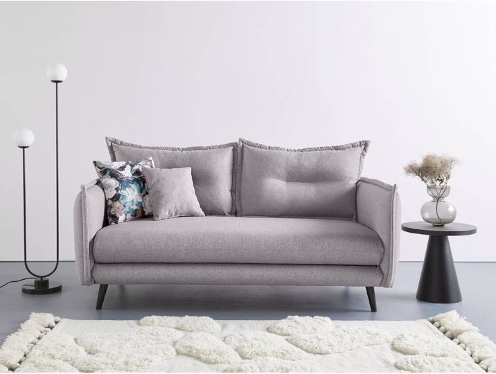 Home affaire 3-Sitzer Levke, 183 cm breit, modernes Design: Kissen Optik, bequem, elegant, Struktur fein, inkl. Rücken- und Zierkissen