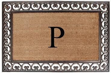 A1 Home Collections Rubber Coir Classic Paisley Border Monogrammed Welcome Entrance Doormat