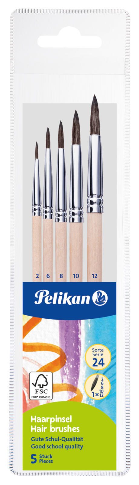 Pelikan Haarpinsel-Pinsel Set Größe 2, 6, 8, 10, 12 300008264
