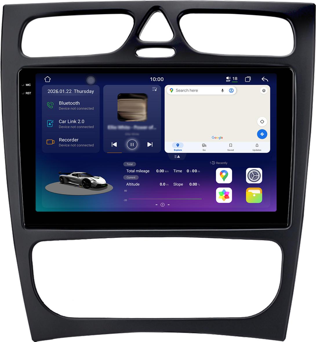 2K-Display Android Radio 128GB für Mercedes-Benz C-Klasse W203 Vorfacelift 2000-2004 Carplay Android Auto Navi 4G LTE Bluetooth DAB+ Rückfahrkamera