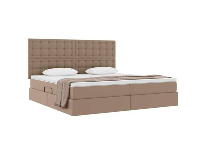 KTHLBRH Bett mit Stauraum Cappuccino 200 x 200 cm Kunstleder Hydraulisches Heben, Stauraum unten, Metallstruktur, einfache Reinigung
