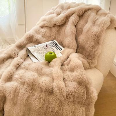 Uplifted Finds Cozy Faux Rabbit Fleece Blanket Throw For Living Room Bedroom Dorm 127 X 152 Cm brown