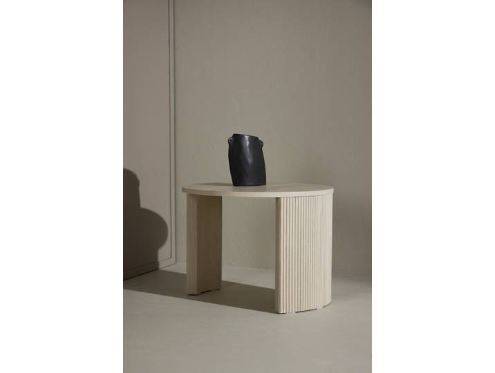 Couchtisch VENTURE HOME, beige (weißgewaschen, weißgewaschen, weißgewaschen), B:60cm H:45cm T:60cm, Tische, Couchtisch, Sofatisch, MDF, rund, abgerundet, kompakt, dezent, klassisch