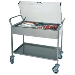 Fimar Servierwagen mit Kühlplatten - Plexiglas-Deckel 150(h) mm - 2 Etagen Inox AISI 304 - Abmessungen 108x57x104(h) cm - Räder ø120 mm