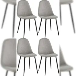 Proregal CHEFGASTRO 4er Set Esszimmerstuhl TORONTO Stoff HxBxT 88x44x51cm Hellgrau Küchenstuhl