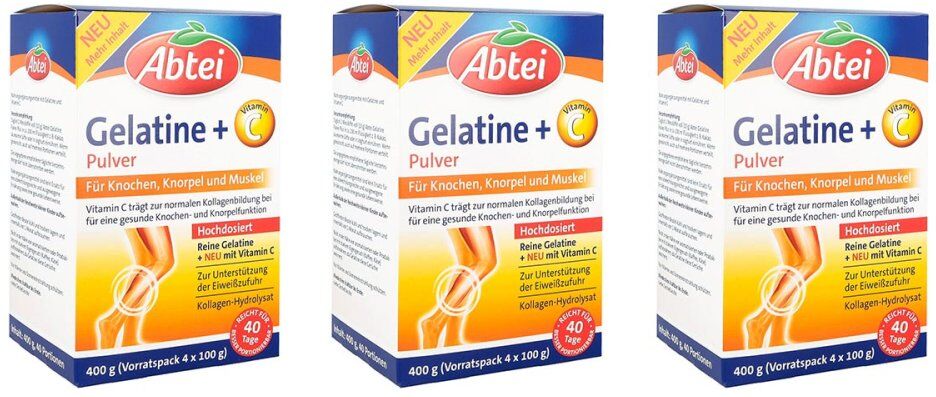 Abtei Gelatine Plus Vitamin C Pulver 3x400g