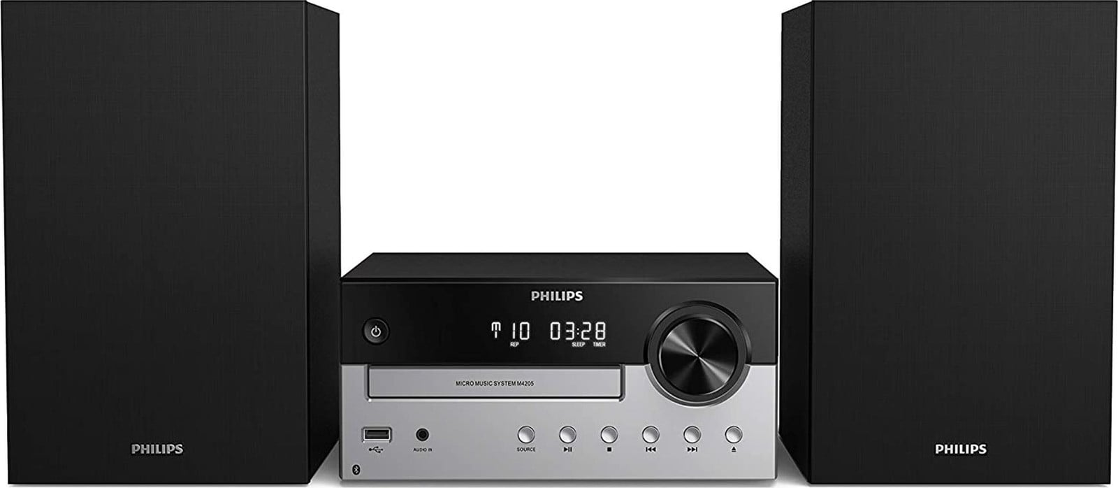 Philips TAM4205 Mini-audiosysteem voor thuisgebruik, Zwart/Zilver, 60 Watt, FM