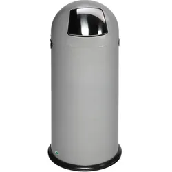 Mülleimer VAR Abfallsammler Pushdeckel 52 L silber mit verzinktem Inneneinsatz und bodenschonendem Kantenschutz