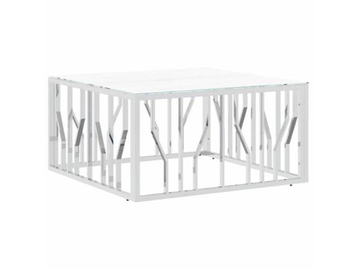 HKLGBVCR Moderner Couchtisch, 80 x 80 x 40 cm, aus Edelstahl und Glas