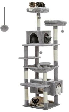 Uplift Essentials Multi Level Deluxe Cat Tree And Activity Tower grey 64.5 In