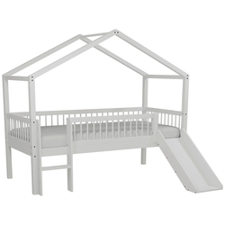 Hausbett FORREST Weiß ca.90x200cm Echtholz, Rutsche