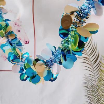 Inspired Finds Artificial Eucalyptus Garland With White Flowers Hanging Vine For Home Wedding Party Decor 6.56 Ft Blue