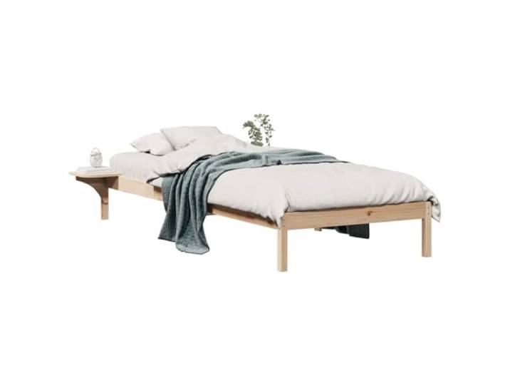 KTHLBRH Bett Kiefer massiv 90 x 210 cm mit Seitentischen Minimalistisches Design, solide Beine, integrierte Nachttische für modernes Schlafzimmer