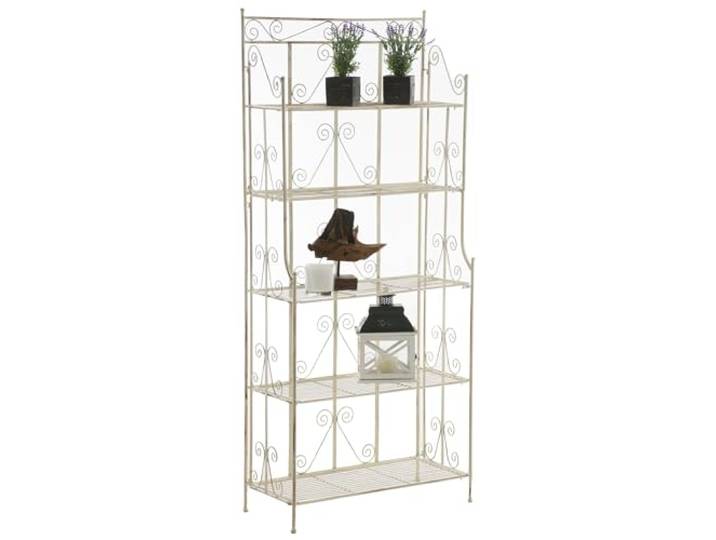 CLP Standregal Ciara I Metallregal für Pflanzen im Landhausstil I Regal für Balkon, Terrasse, Veranda und Garten I 5 klappbare Böden, Farbe:antik-Creme