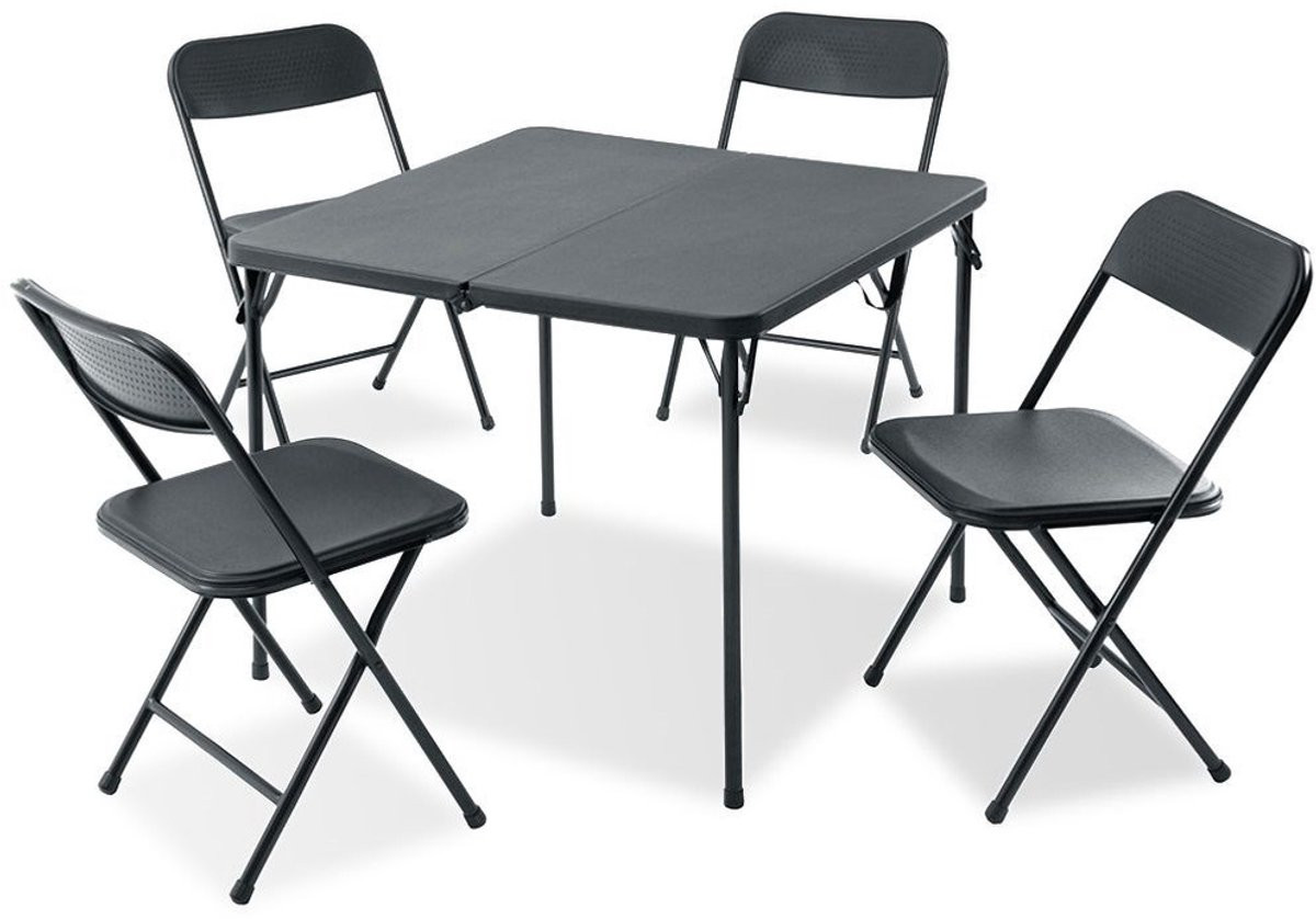 Redcliffs Camping vouwtafel set met 4 stoelen - zwart