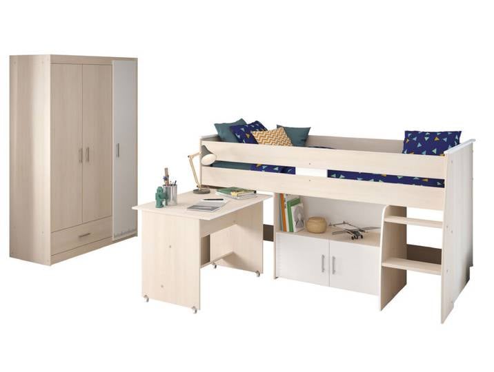 Parisot Multifunktionsbett mit Kleiderschrank Charly 6 weiß / braun