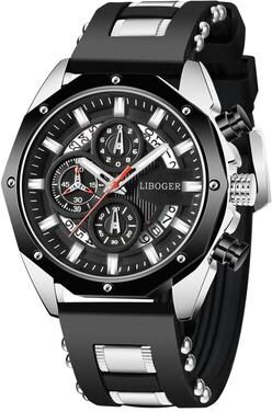 USA Free Shipping Shop Executive Sport Men Quartz Watch With Big Dial, Auto Date & Silicone Strap silver