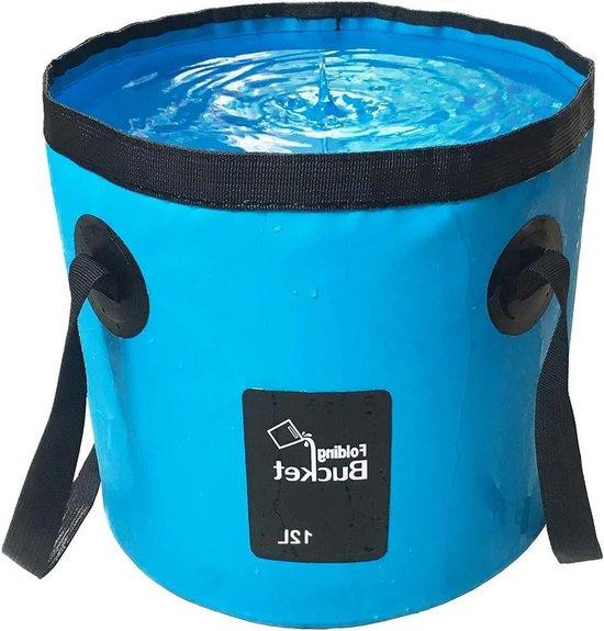 Blauwe opklapbare emmer van 12 liter