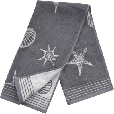 Badetuch DYCKHOFF "Seashell", grau, B:70cm L:140cm, Walkfrottee, Obermaterial: 100% Baumwolle, Handtücher, Badetuch, mit Muschelmuster