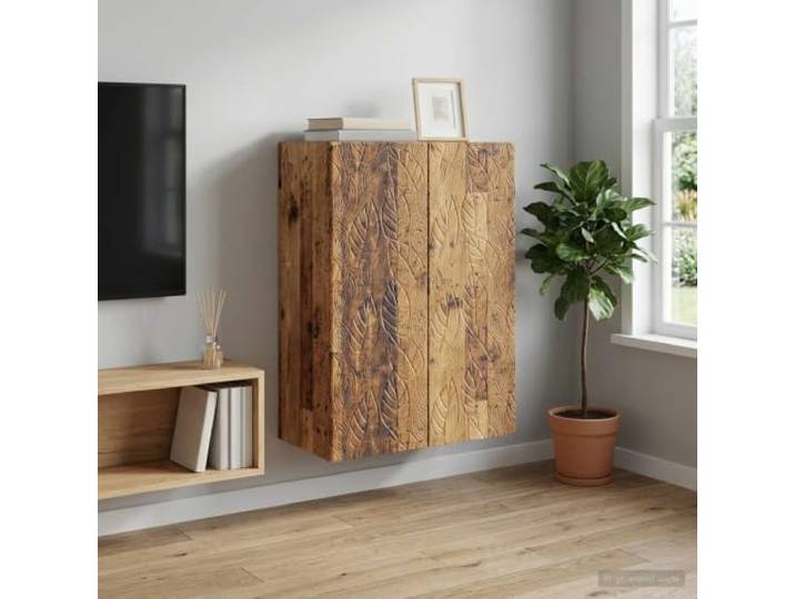 VIHHQGC Wandschrank Aus Holzwerkstoff Altholz 66 x 34,5 x 90 cm Robuster Holzwerkstoff, Altholz-Optik, 90 Grad Pendeltüren, Holzbretter, pflegeleichte Oberfläche, wandmontiert