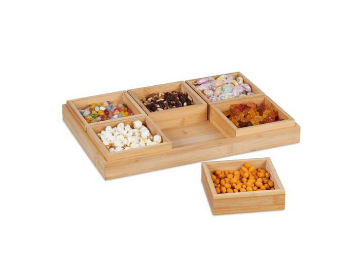 Relaxdays Snackschalen Set mit Serviertablett