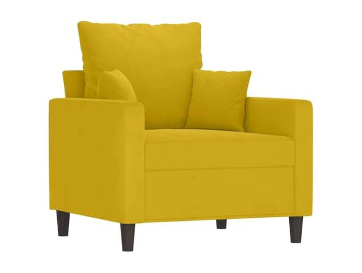 KTHLBRH 3-teiliges Sofa-Set aus gelbem Samt mit Kissen Rahmen aus Sperrholz und Metall, Füllung aus Schaumstoff, 21 Kissen inklusive