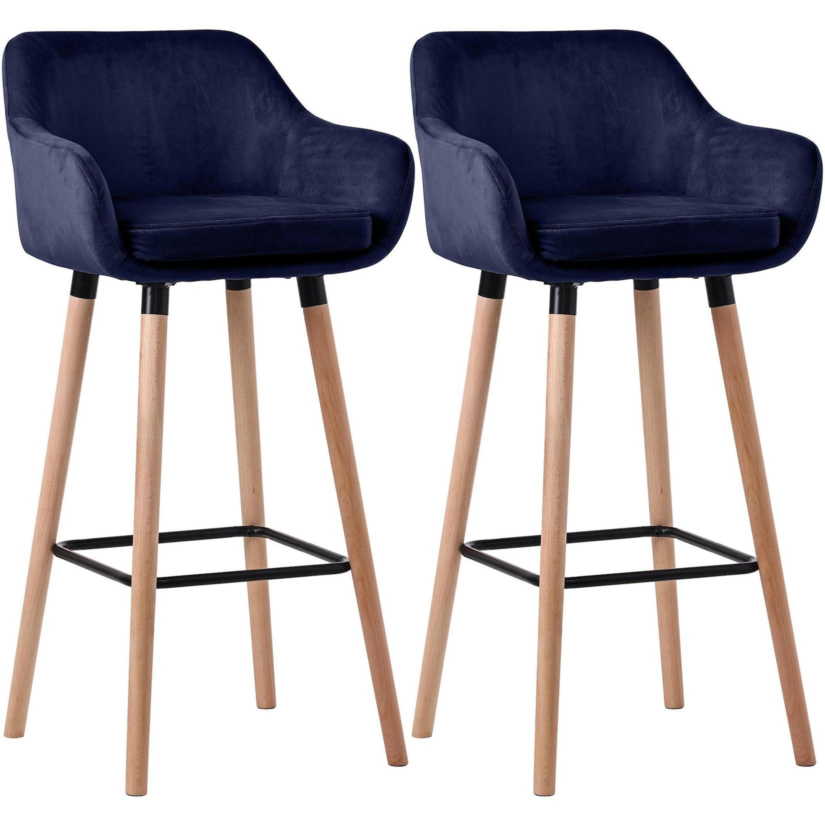 CLP 2er Set Barhocker Grant Samt - Farbe: dunkelblau