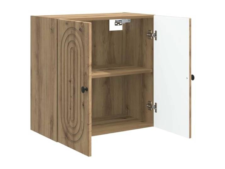 KTHLBRH Wandschrank 59 x 31 x 60 cm aus technischem Holz 2 Türen, 1 Einlegeboden, Vintage-Stil, Türen 90 °, Wandmontage, Kapazität 60 kg