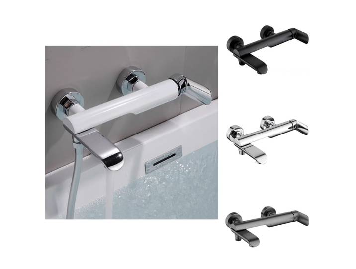 Robinet de douche mural en laiton chromé blanc, robinet à poignée unique, robinet de baignoire, eau chaude et froide, robinet de douche moderne