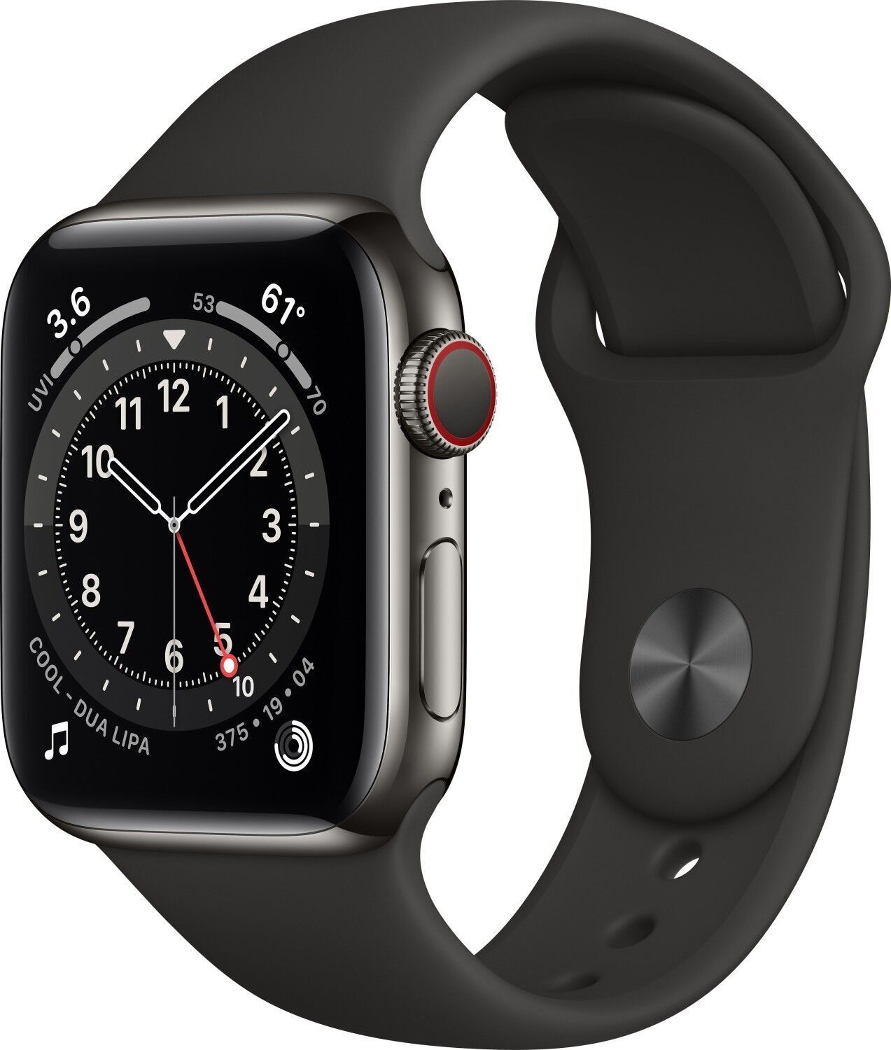 Apple Watch Series 6 Stainless Steel 40 mm (2020)   Graphite   black Sport Band - Refurbished