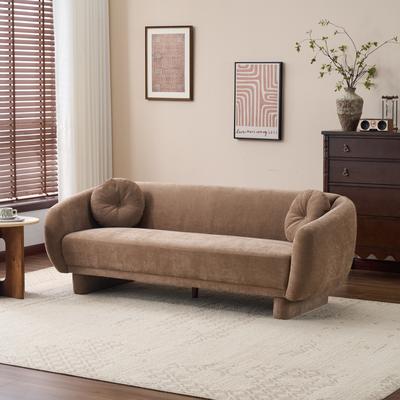 Christopher Knight Home - Modern Curved Upholstered 3-Seater Sofa with Fully Wrapped Legs and Plush Cushions