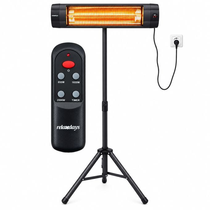 Relaxdays Infraroodstraler 2500 W - Zwart - 87 x 109-195 cm