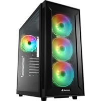 TG6M RGB, Tower-Gehäuse schwarz, Seitenteil aus gehärtetem Glas
