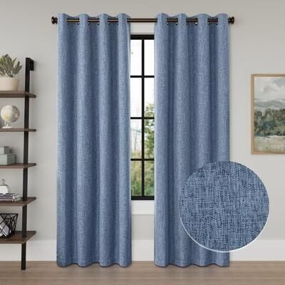 Awesome Home Linen Texture 100% Blackout Grommet Curtain Pair(2 panels)