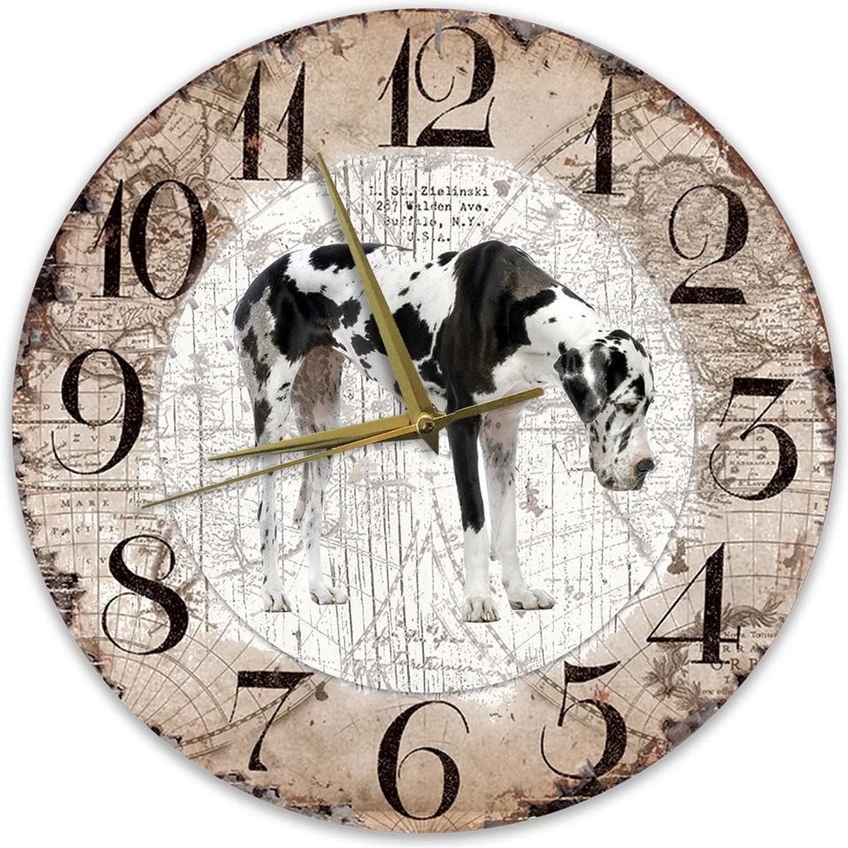 Houten klok met Duitse dog ontwerp - 30 cm