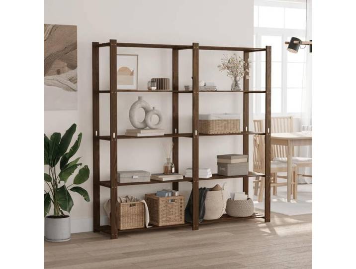 Support de rangement à 5 niveaux marron 170x38x170 cm bois pin 373395