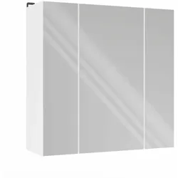 Badezimmerschrank POLA 3L hängend mit 3 Spiegeln über Waschbecken 3 Türen WEISS