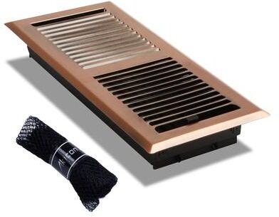 "Akicon Stripe Design 4""x10"" Floor Register with Trap Net"