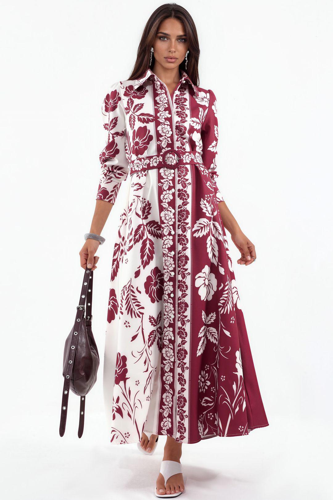Blumiges Maxikleid mit Gürtel