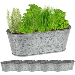 Relaxdays Zinkwanne oval 6er Set Silber