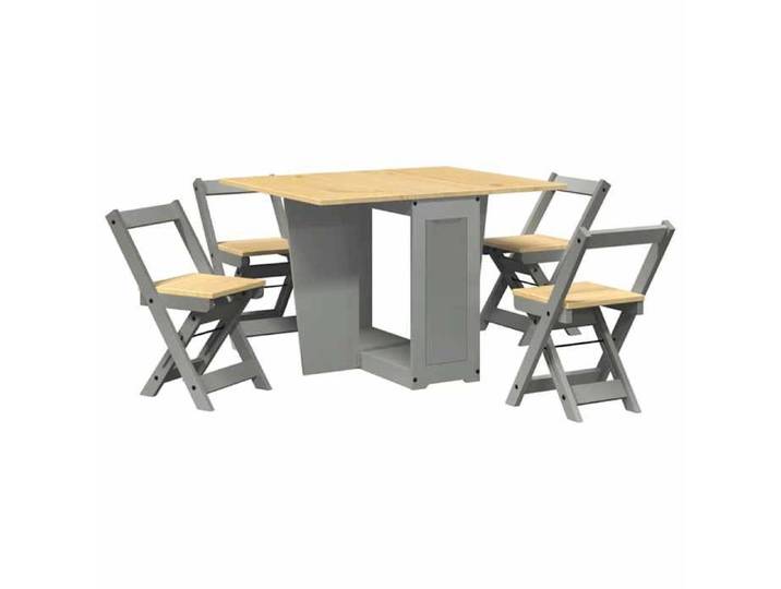 Meilleures Ensemble à manger papillon - cinq pièces - Jeu de TABLE A MANGER + 4 CHAISES - Corona pliable gris bois pin SSDC6007093