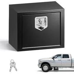 VEVOR Lkw Unterbaubox 457 x 305 x 356 mm Unterflur Staukasten Kaltgewalzter Stahl Wasserdichter Werkzeugkasten mit T-Griff Schloss für Lkw Anhänger Transporter Werkzeugkiste Unterflurkasten Schwarz