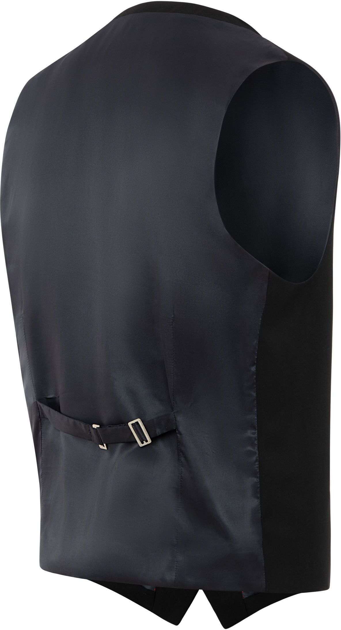 Anzugweste THOMAS GOODWIN "Anzugweste", Herren, Gr. 94, schwarz, 80% Polyester, 20% Viskose, unifarben, slim fit, V-Ausschnitt, Westen Anzugweste, Futterrücken mit Verstellriegel, 2842-10-20039