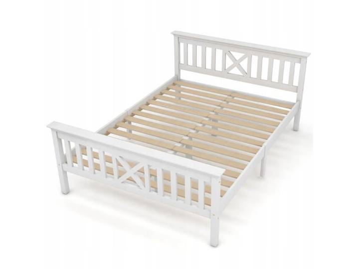 Lit double pin massif 140 x 200 cm blanc