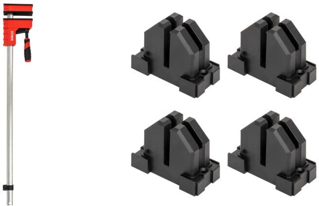 Set STIER Korpuszwinge 800 mm Spannweite, 6000 N + STIER Rahmenpressen-Set für Korpuszwinge 4-teilig