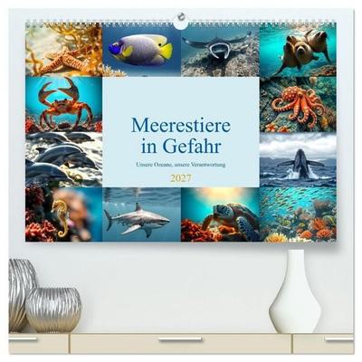 Meerestiere in Gefahr - Unsere Ozeane, unsere Verantwortung (hochwertiger Premium Wandkalender 2027 DIN A2 quer), Kunstdruck in Hochglanz