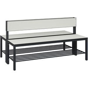 CP-Möbel Umkleidebank 8061-410, Sitzfläche Holz, 150 cm, mit Schuhrost, grau / anthrazit, doppelt